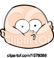 Cartoon Curious Bald Man