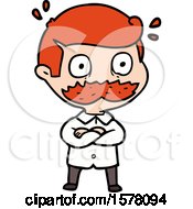 Cartoon Man With Mustache Shocked by lineartestpilot