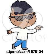Cartoon Boy Wearing Sunglasses Pointing by lineartestpilot