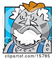 Hairy And Grumpy Hillbilly Man Wearing A Hat Clipart Illustration