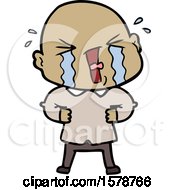 Cartoon Crying Bald Man