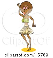 Pretty Female Hula Dancer In A Skirt Dancing And Entertaining Clipart Illustration by Andy Nortnik