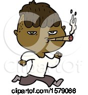 Poster, Art Print Of Cartoon Man Smoking Whilst Running