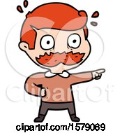 Poster, Art Print Of Cartoon Man With Mustache Shocked