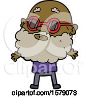 Cartoon Curious Man With Beard And Sunglasses