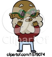 Cartoon Curious Man With Beard And Sunglasses