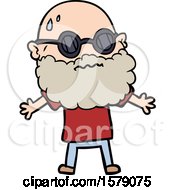 Cartoon Worried Man With Beard And Sunglasses