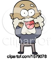 Poster, Art Print Of Cartoon Crazy Happy Man With Beard Gasping
