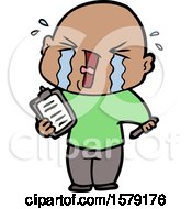 Poster, Art Print Of Cartoon Crying Man With Clipboard