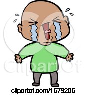 Poster, Art Print Of Cartoon Crying Bald Man