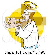 Jesus Holding His Hands Out At The Cross Clipart Illustration