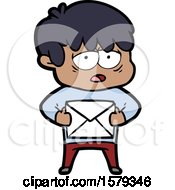 Cartoon Exhausted Boy With Letter