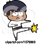Poster, Art Print Of Cartoon Exhausted Boy Doing Karate