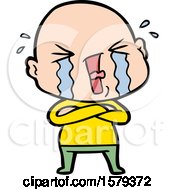 Cartoon Crying Bald Man