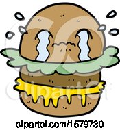 Cartoon Crying Fast Food Burger