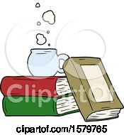 Poster, Art Print Of Cartoon Coffee Cup And Study Books