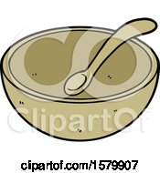 Cartoon Wooden Bowl And Spoon by lineartestpilot