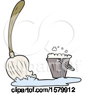 Cartoon Mop And Bucket