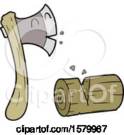 Cartoon Axe Chopping Wood
