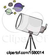 Cartoon Telescope Looking At Planets by lineartestpilot