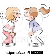 Clipart Of Cartoon Girls During A Stand Off Yelling At Each Other Royalty Free Vector Illustration by Johnny Sajem