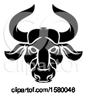 Clipart Of A Zodiac Horoscope Astrology Taurus Bull Design In Black And White Royalty Free Vector Illustration by AtStockIllustration