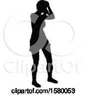 Clipart Of A Silhouetted Female Singer Royalty Free Vector Illustration