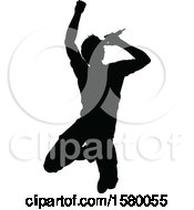 Clipart Of A Silhouetted Male Singer Royalty Free Vector Illustration