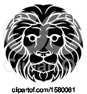 Clipart Of A Black And White Male Lion Leo Head Royalty Free Vector Illustration