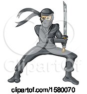 Cartoon Ninja Holding A Sword