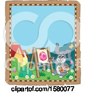 Poster, Art Print Of Parchment Border Of An Easter Bunny Painting An Egg