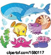 Clipart Of Cute Sea Creatures Royalty Free Vector Illustration