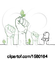Clipart Of A Mad Stick Man With Fisted Hands With Leaves Royalty Free Vector Illustration by NL shop