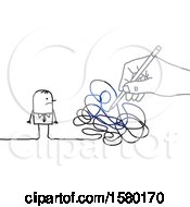 Clipart Of A Stick Man With A Giant Hand And Scribbles Royalty Free Vector Illustration