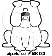 Poster, Art Print Of Cartoon Black And White Bulldog With Jowls