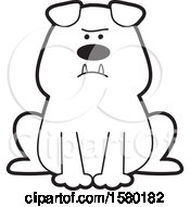 Poster, Art Print Of Cartoon Black And White Bulldog Sitting