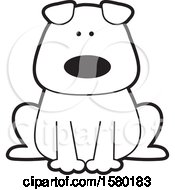 Poster, Art Print Of Cartoon Black And White Sitting Dog