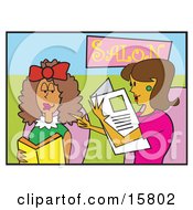Couple Of Women Chatting In A Hair Salon Clipart Illustration