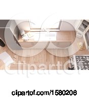 Clipart Of A 3d Kitchen Room Interior Royalty Free Illustration