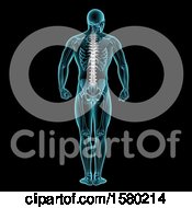 Clipart Of A 3d Xray Man With Visible Spine On Blue And Black Royalty Free Illustration by KJ Pargeter