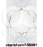 Clipart Of A Blank Frame Over Gray Floral Royalty Free Vector Illustration by KJ Pargeter