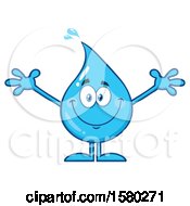 Clipart Of A Water Drop Mascot Character With Open Arms Royalty Free Vector Illustration
