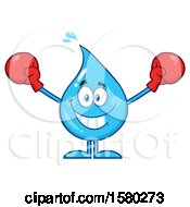 Poster, Art Print Of Water Drop Mascot Character Wearing Boxing Gloves