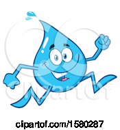Poster, Art Print Of Water Drop Mascot Character Running