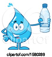 Poster, Art Print Of Water Drop Mascot Character Holding A Bottle