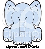 Clipart Of A Cartoon Cute Sitting Blue Elephant Royalty Free Vector Illustration
