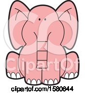 Poster, Art Print Of Cartoon Cute Sitting Pink Elephant