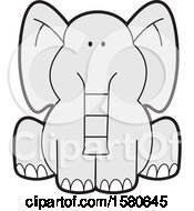 Poster, Art Print Of Cartoon Cute Sitting Gray Elephant
