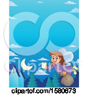 Clipart Of A Border Of A Tooth Fairy Flying Royalty Free Vector Illustration by visekart