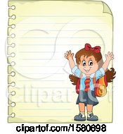 Poster, Art Print Of Cheering School Girl Over Ruled Paper